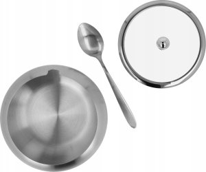 Yermos CUKIERNICA z Łyżeczką STALOWA Pokrywka SZKŁO Cukierniczka 560ml 3712 2