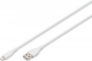 Kabel USB DIGIT USB Silicone charging cable, USB-A - Lightning 1m, USB 2.0, 12W, white 1
