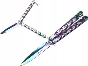 Yermos NÓŻ Składany BUTTERFLY Motylek Motylkowy RAINBOW Czaszki N592 1