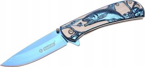 NÓŻ MYŚLIWSKI Scyzoryk Składany Turystyczny BLUE Ryba N660 1