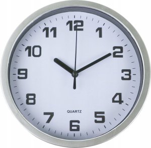 ZEGAR ŚCIENNY 19,5cm Mały Zegarek DUŻE Cyfry SREBRNY 3370 1