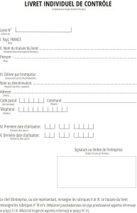 Pako Książka czasu pracy kierowcy FRANCJA - LIVRET INDIVIDUEL DE CONTROLE 2