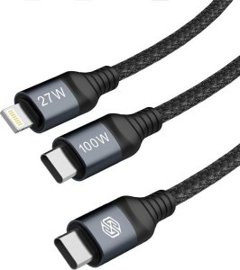Nillkin Kabel Nillkin Data Cable DualPower 2w1 USB-C PD 3.0 100W, Lightning PD 27W black 3