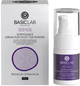 Basiclab BasicLab Dermocosmetics Korygujące serum pod oczy i na powieki 0,05 czystego retinalu 15 ml 1