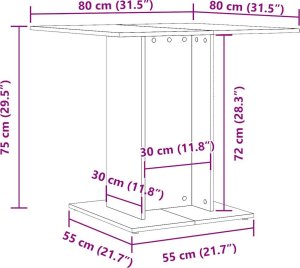 vidaXL Stół jadalniany, stare drewno, materiał drewnopochodny 10