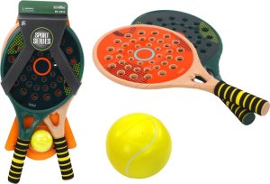 LeanToys Zestaw 2 Rakietek Dla Dzieci Do Gry Padel Zielona Beżowa Piłka PU Żółta LEAN Toys 1