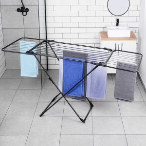 Suszarka na pranie Vilde Suszarka na Pranie Metalowa Czarna Rozsuwana XXL Solidna VILDE 108-182 cm 11