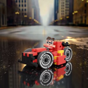 Marioinex Klocki Mini Waffle Autka 50 elementów Autko Wyścigowe Czerwone Marioinex 3