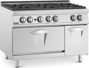 Royal Catering Kuchenka gazowa 6 palnikowa z piekarnikiem gazowym i szafką 27.6 kW Kuchenka gazowa 6 palnikowa z piekarnikiem gazowym i szafką 27.6 kW 1
