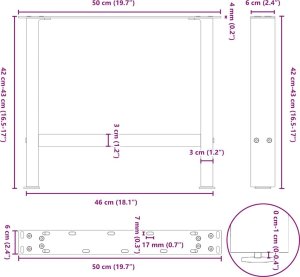 vidaXL vidaXL Nogi do stolika kawowego, antracyt, 2 szt., 50x(42-43) cm, stal 9