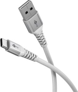Kabel USB Goobay Super miękki kabel tekstylny USB-C™ z metalowymi złączami, 1 m, biały - Długość kabla 1 m 1