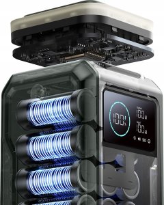 Joyroom Powerbank Joyroom JR-PBF10 75000mAh 100W 3x USB-C 3x USB-A ze składaną latarką i rączką - zielony 3