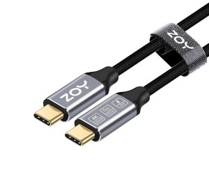 Kabel USB ZOY USB-C - USB-C 1m Czarno-srebrny (ZCCC1) 1