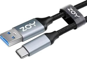 Kabel USB ZOY USB-A - USB-C 1 m Czarno-srebrny (ZCAC1) 2