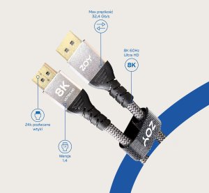Kabel ZOY DisplayPort - DisplayPort 1.8m szary (ZCD18) 2