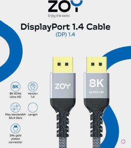 Kabel ZOY DisplayPort - DisplayPort 3m szary (ZCD3) 4