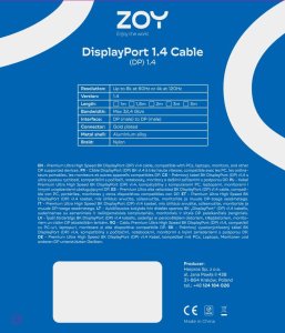 Kabel ZOY DisplayPort - DisplayPort 3m szary (ZCD3) 5