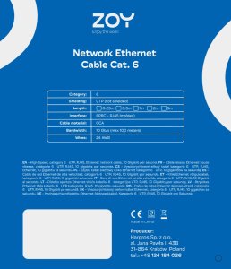 ZOY Kabel Sieciowy Ethernet Cat. 6 UTP CCA Szary 5m ZCR5G 5