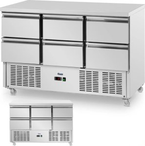 Royal Catering Stół chłodniczy 6 szuflad na kółkach 350 l 137 x 70 x 95 cm Stół chłodniczy 6 szuflad na kółkach 350 l 137 x 70 x 95 cm 1