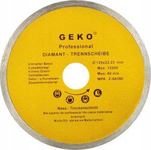 Geko Tarcza diam.125mm Pełna GEKO PROFI (100) 6