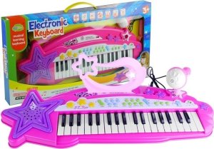 LeanToys Keyboard Organki 37 Klawiszy MP3  Mikrofon Różowe 1