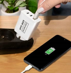 Ładowarka Zenwire Szybka Ładowarka Sieciowa Kostka GAN 3.0 65W 2x USB-C USB-A do iPhone Quick Charge Zenwire SDC-608 3