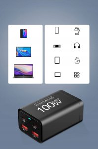 Ładowarka Zenwire Ładowarka Sieciowa Zasilacz 100W Kostka GaN III Kabel AC 2x USB-C 65W 2x USB-A Zenwire YMS-608 4