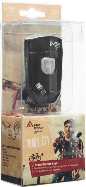 MacTronic Lampa rowerowa przednia ROY 01, 300 lm, ładowalna, zestaw (akumulator, kabel USB, uchwyt, montaż na kask) (ABF0031) 5
