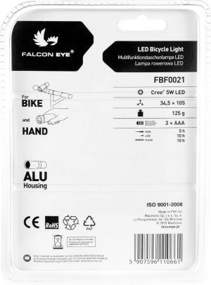 MacTronic Lampa rowerowa przednia, SPECTRE, 150 lm, bateryjna (3x AAA), zestaw (uchwyt, linka) (FBF0021) 5