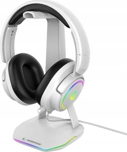Rampage Tower T14 Stojak na słuchawki, gamingowy RGB, hub 2x USB, biały 5