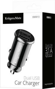 Ładowarka Kruger&Matz Ładowarka samochodowa Kruger&amp;Matz dual USB 3100 mA z funkcją Quick Charge 3.0 3
