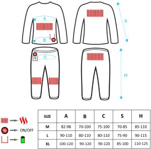Glovii Ogrzewany zestaw bielizny termoaktywnej, bluza i spodnie, rozmiar: L, XL 5