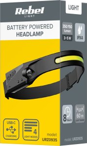 Latarka czołowa Rebel Latarka czołowa akumulatorowa  (COB)- opaska 4