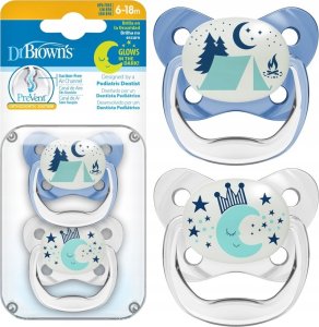 Dr Browns PV22008 SMOCZEK ORTODONTYCZNY PREVENT  NIEBIESKI  ŚWIECĄCY 6-18 2-PAK 3