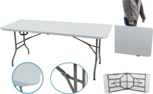 Saska Garden STÓŁ CATERINGOWY SKŁADANY W WALIZKĘ 180x70CM MAX.100KG BIAŁY 2
