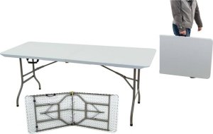 Saska Garden STÓŁ CATERINGOWY SKŁADANY W WALIZKĘ 180x70CM MAX.100KG BIAŁY 8