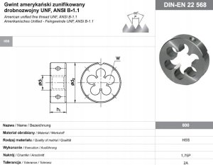 Fanar NARZYNKA UNF  1/4-28 DIN-22568 (2A) HSS 800 2