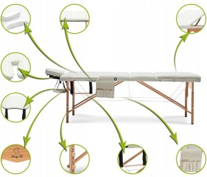 Bodyfit Stół, łóżko do masażu 3-segmentowe drewniane XXL 11