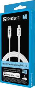 Kabel USB Sandberg Lightning - USB-C 1 m Biały (USB-C PD to Lightning MFI, 1M) 2