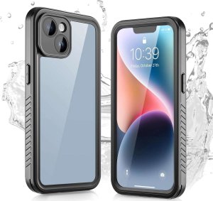 Alogy Etui do iPhone 14 wodoodporne pancerne 360 Case Hybrid ochrona aparatu obiektywów IP68 Waterproof czarne 13