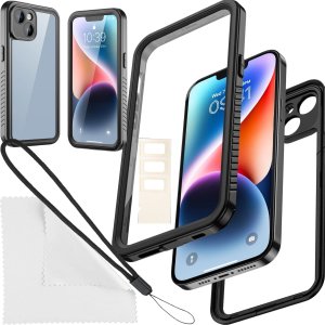 Alogy Etui do iPhone 14 wodoodporne pancerne 360 Case Hybrid ochrona aparatu obiektywów IP68 Waterproof czarne 14