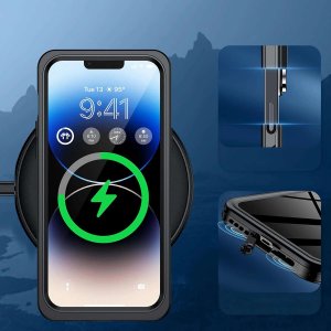 Alogy Etui do iPhone 14 wodoodporne pancerne 360 Case Hybrid ochrona aparatu obiektywów IP68 Waterproof czarne 6