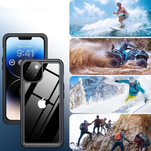 Alogy Etui do iPhone 14 wodoodporne pancerne 360 Case Hybrid ochrona aparatu obiektywów IP68 Waterproof czarne 10