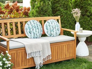 Beliani 2 poduszki ogrodowe w liście ⌀ 40 cm biało-zielone LOANO (420208 Bel) 3