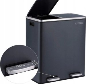 Kosz na śmieci Songmics Podwójny Kosz Na Śmieci, 2 X 30 L, Dwukomorowy Kosz Kuchenny Z 15 Workami Na Śmieci, Metalowy Kosz Z Pedałem, Plastikowymi Wewnę 15