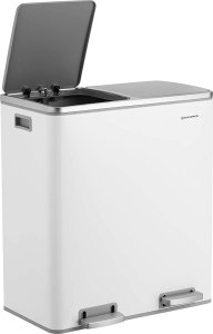 Kosz na śmieci Songmics Podwójny Kosz Na Śmieci, 2 X 30 L, Dwukomorowy Kosz Kuchenny Z 15 Workami Na Śmieci, Metalowy Kosz Z Pedałem, Plastikowymi Wewnę 5