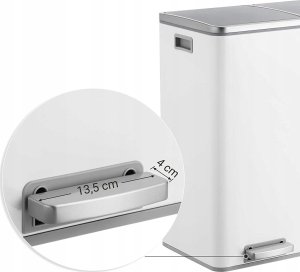 Kosz na śmieci Songmics Podwójny Kosz Na Śmieci, 2 X 30 L, Dwukomorowy Kosz Kuchenny Z 15 Workami Na Śmieci, Metalowy Kosz Z Pedałem, Plastikowymi Wewnę 6