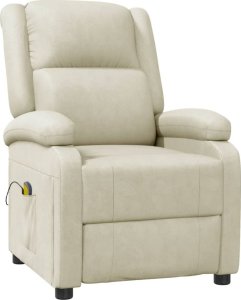 vidaXL Fotel masujący, kremowy, obity sztuczną skórą 2