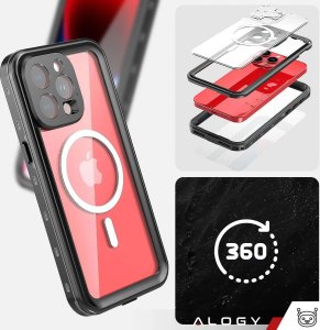 Alogy Etui do Apple iPhone 15 Pro Pancerne 360 case do Mag Safe wodoodporne Armor IP68 Alogy czarne 10