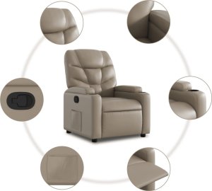 vidaXL Fotel rozkładany, cappuccino, sztuczna skóra 7